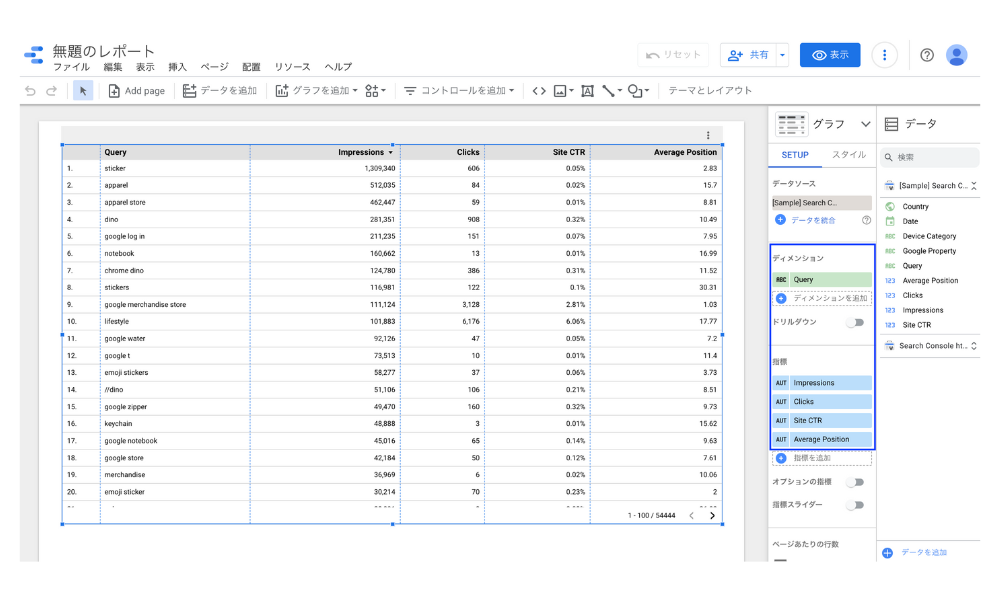 Googleデータポータルで表レポートを作成する