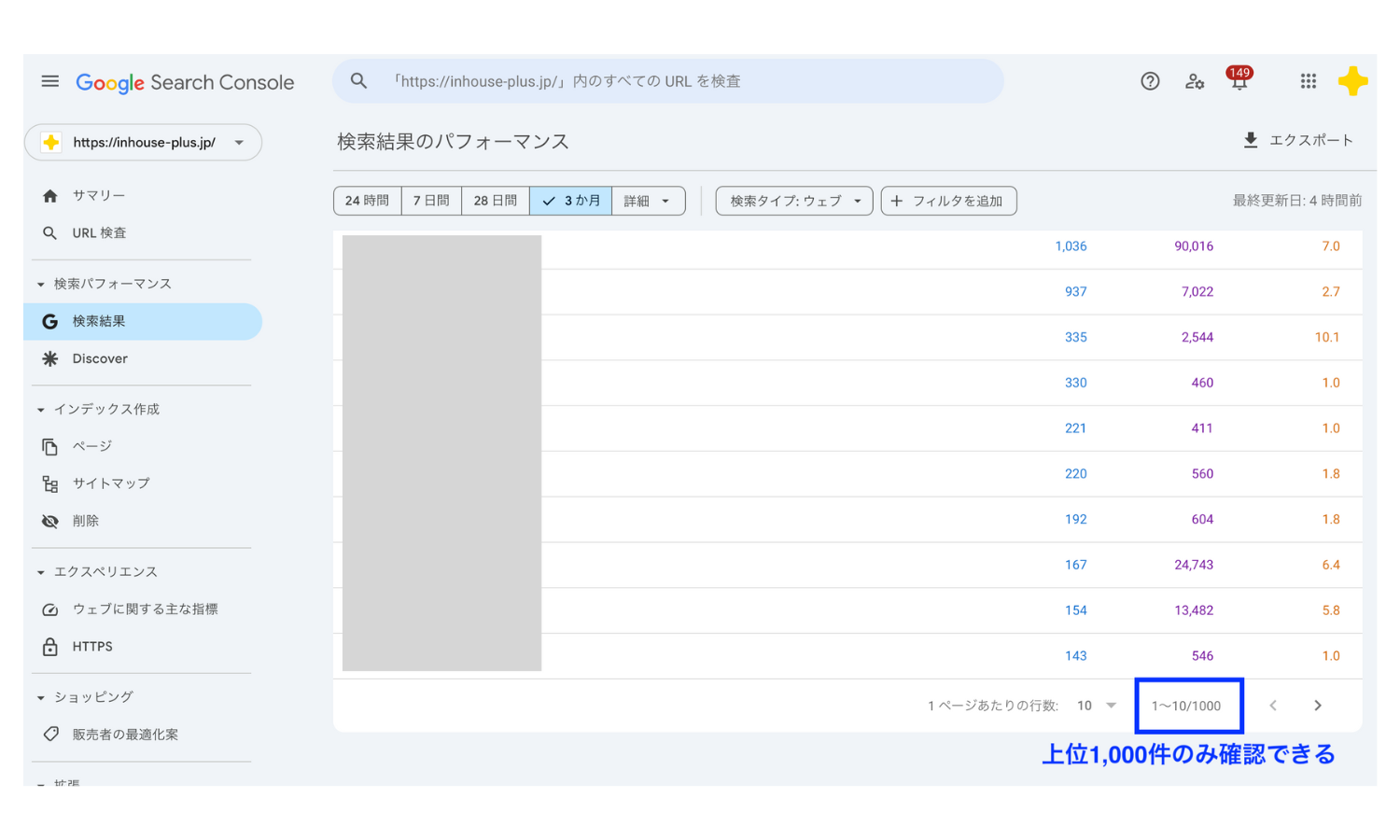 サーチコンソール管理画面