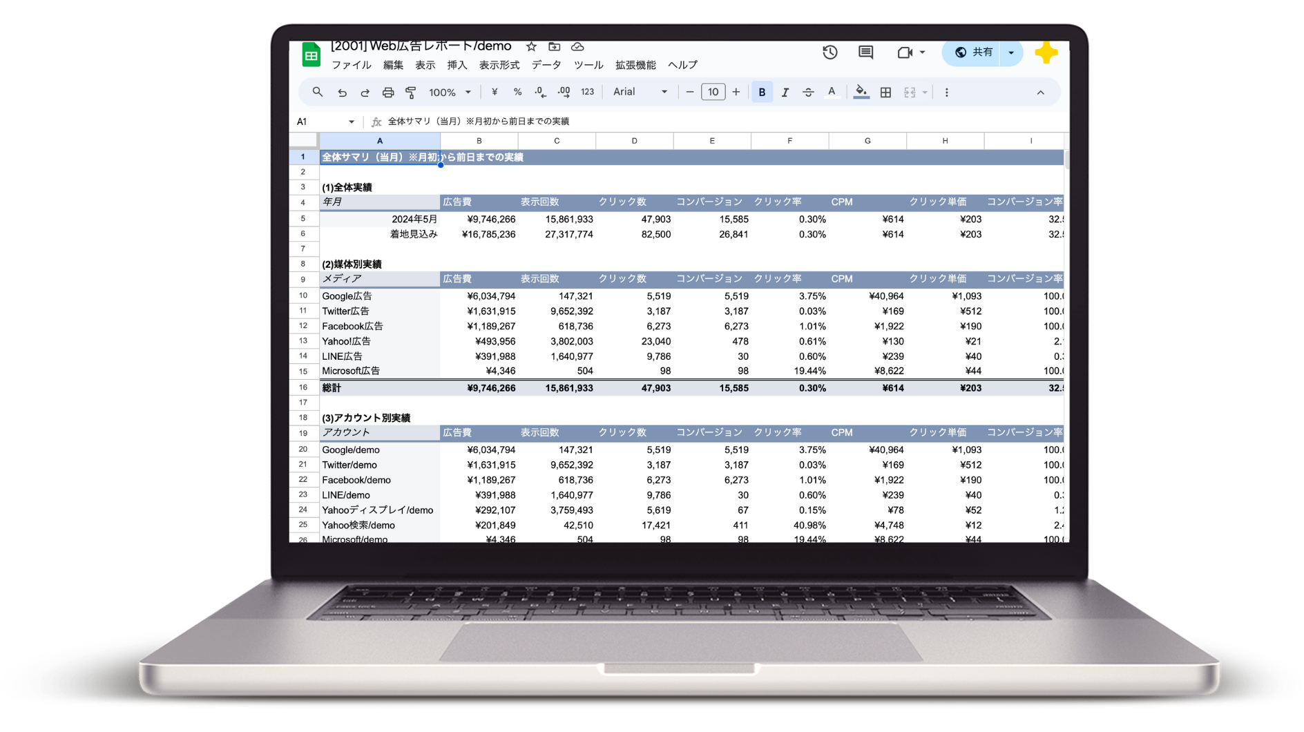 【サブスク版】Web広告レポート for Googleスプレッドシート（2001）