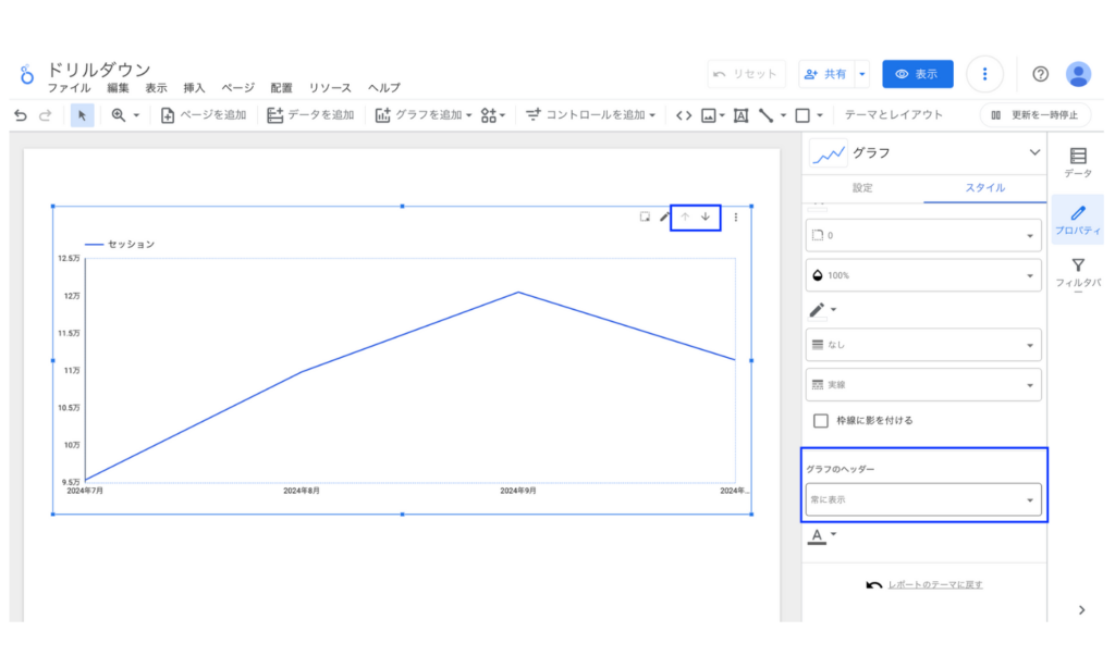 Looker Studioのドリルダウンの表示設定