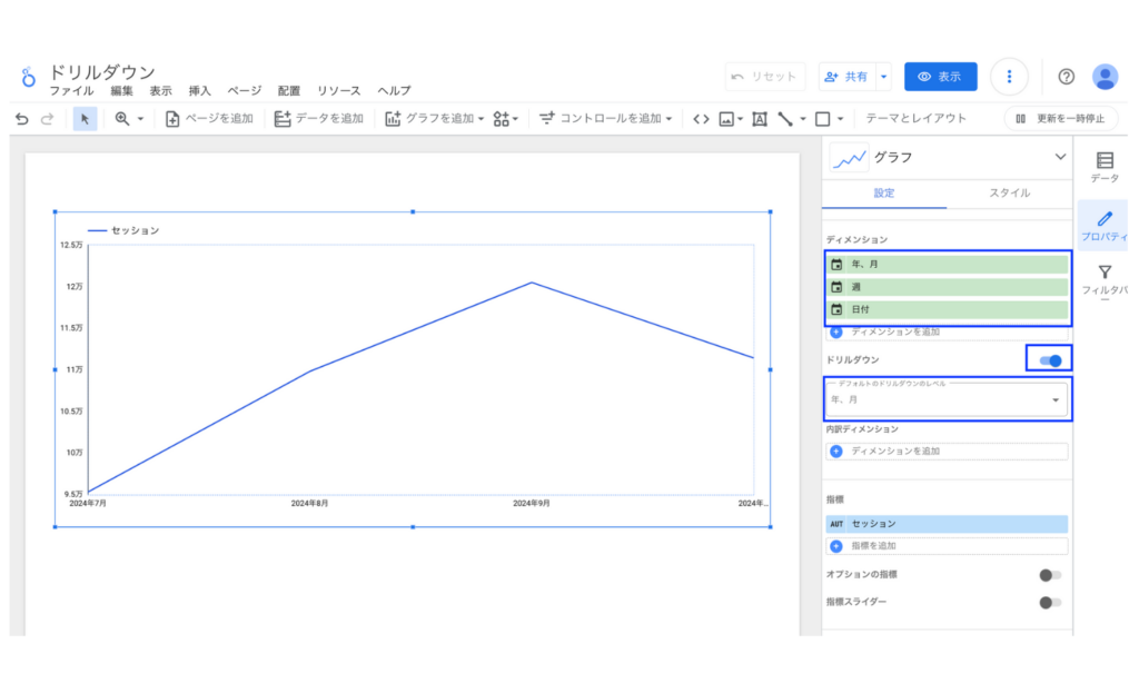 Looker Studioのドリルダウンの設定