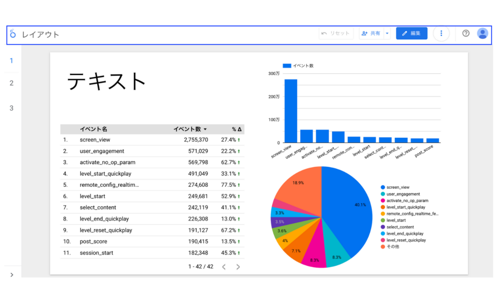 Looker Studioのレポートヘッダーの位置