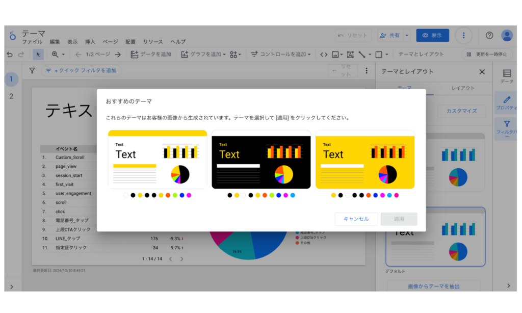 Looker Studioの画像から作成された複数テーマ